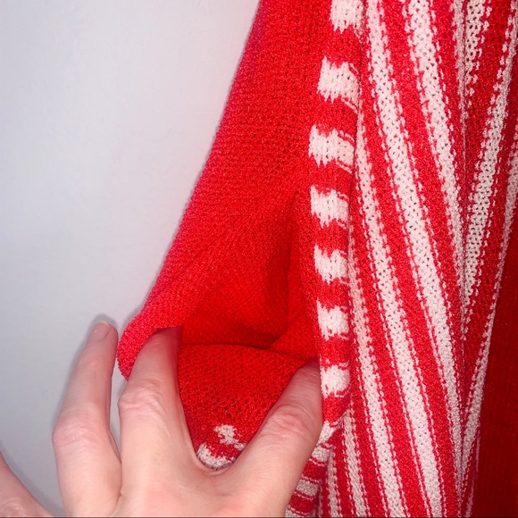 VertiGo striped sleeveless red white striped duster draped tunic cardigan - Picture 8 of 10